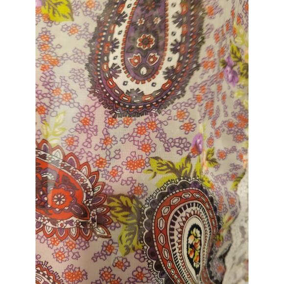 H.I.P Happening in the present M Boho Fairy Y2K‎ Floral Paisley Lace Blouse - Picture 6 of 7